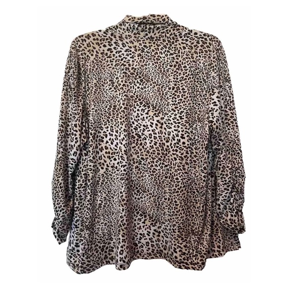 Ellen Tracy Leopard Print Over Shirt Blouse Sweater Size XL - Picture 2 of 3